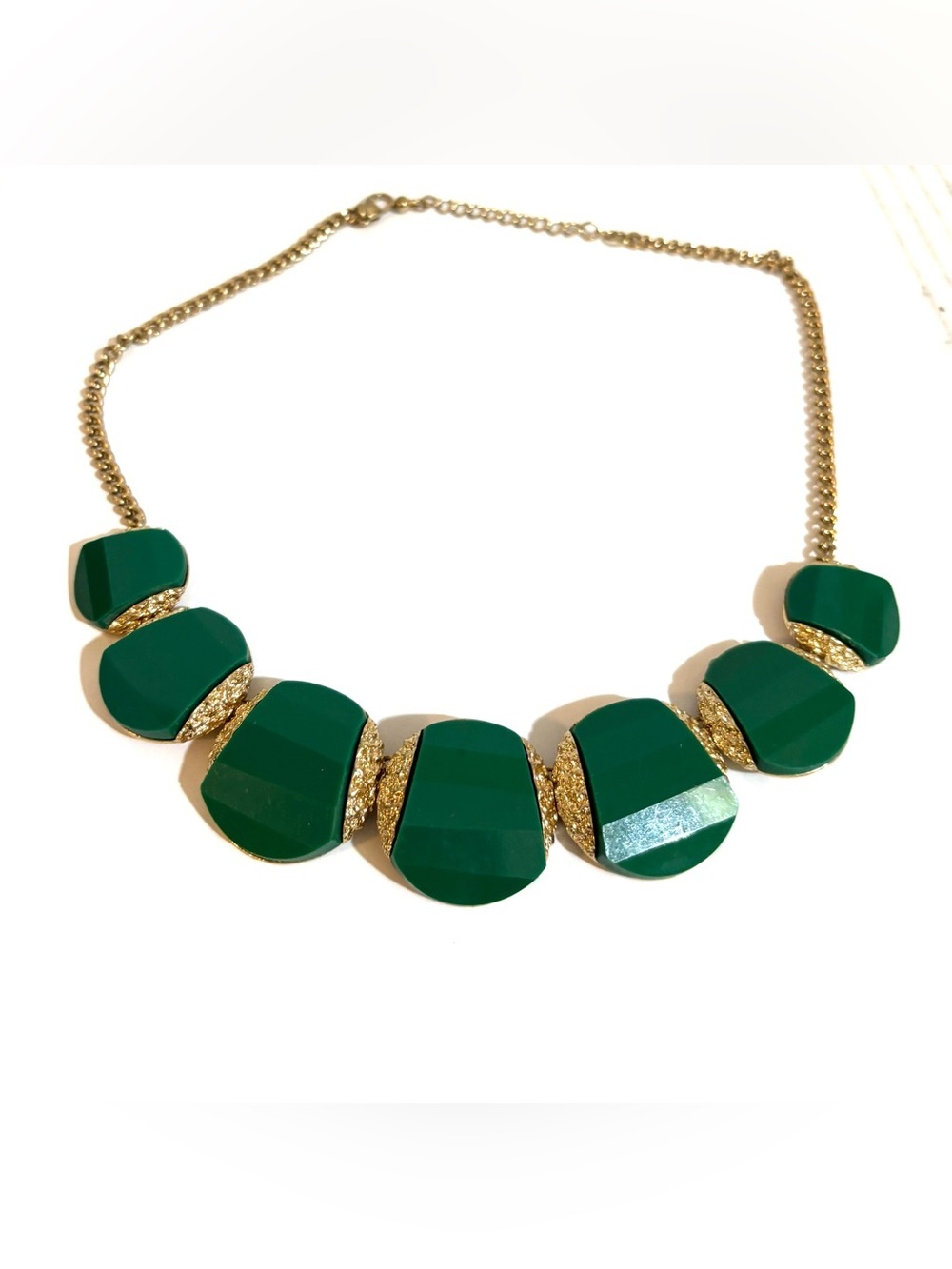 Gold-Tone Green Statement Necklace